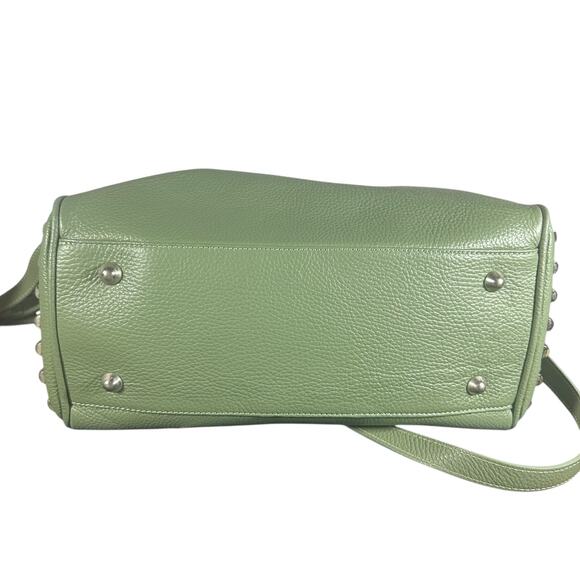 Viola Castellani Milano Green Leather Tote Bag Chain Shoulder Purse studded - Picture 4 of 12